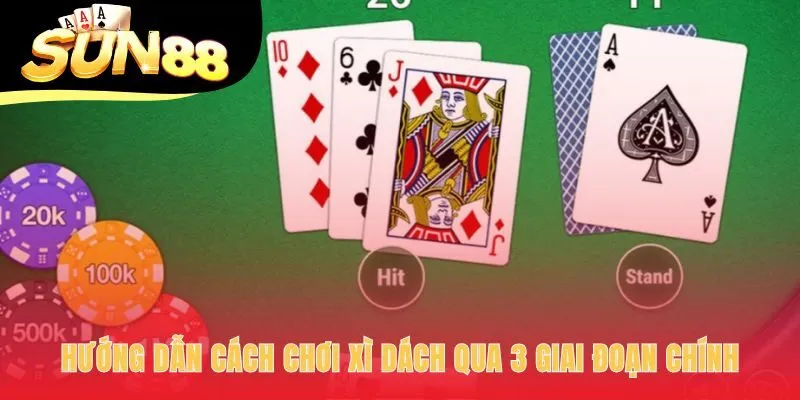 Hướng dẫn cách chơi xì dách diễn ra qua ba giai đoạn